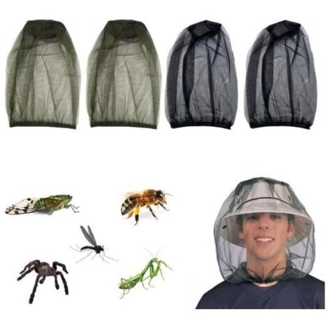 4pcs Masque Anti Tête de Moustique Net Moustiquaire pour Le Visage Convient pour Les Voyages en Plein Air Apiculture Pêche Campings