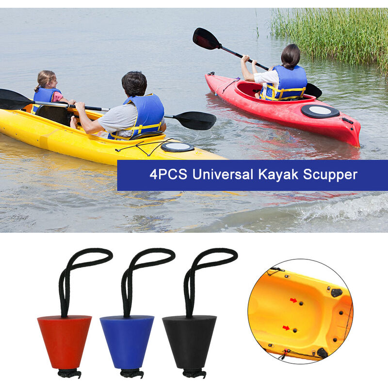 

4PCS Mejor Kit de tapon de Scupper de kayak Universal Kit de tapon de Scupper de kayak Canoa Tapon de orificios de drenaje Tapon de tapon,Azul