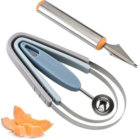4pcs Melon Baller Scoop Set, Acier Inoxydable Fruit Scoop Couteau À Découper, Plateau De Fruits Diy Et Outil À Salade