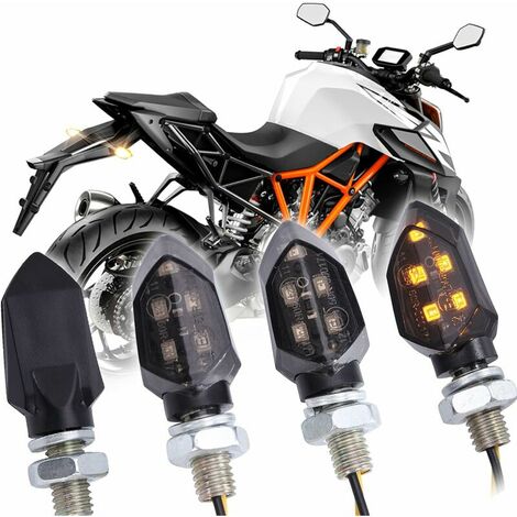 Justech 4pcs E-Marqué Clignotants Moto 10W Haute Puissance Ampoule Feu  Clignotant Indicateur Lumière Ambre Étanche 12V pour M10 Universel Moto  Scooter
