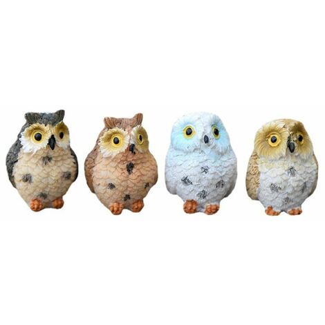 4pcs Miniature Owl Figurine Decoration Fairy Garden Aquarium Resin Statue Crafts