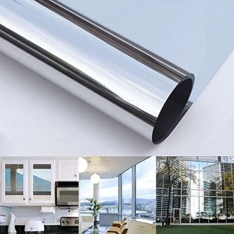 WDDNAOT 4pcs Mirror Film Self-adhesive Privacy Screen Reflective Window Film Solar Film for Thermal Insulation UV Protection and Privacy Screen Silver,40x100cm
