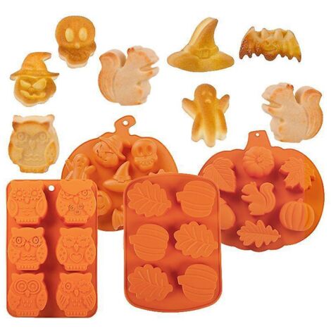 4pcs-moule  Chocolat Pour Halloween Moule En Silicone Pour Gteau Citrouille Effrayant Moule En Silicone Pour Bougie En Pltre Moule  Savon Fait  La