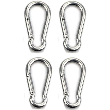 4pcs Mousqueton de Fixation pour Charges Lourdes, Sports, Chiens de Serrure, Hamac Balançoire, en Acier Inoxydable 304, 8mm Épaisseur