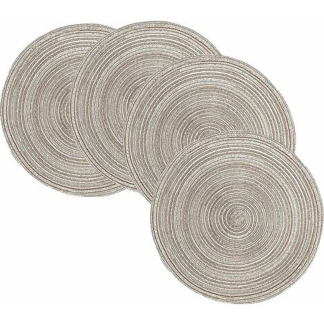 4pcs napperons de table, napperons ronds tissés tressés, napperons tissés à la main de 15 pouces