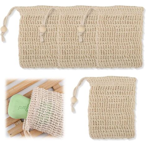 4pcs Net for Solid Soap, Natural Mesh Solid Soap Pouch, Sisal Soap Bag, Organic Soap Bag Set, Solid Soap Pouch, Ideal for Shower, Bath