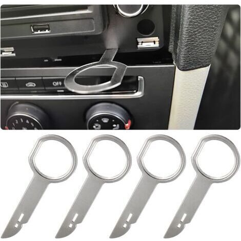 4pcs Outil de Déverrouillage D'autoradio, Acier Inoxydable Clef Extraction Autoradio, Clé Extraction Autoradio, Clés de Démontage D'extraction Autoradio Renforcé Compatible avec Volkswagen