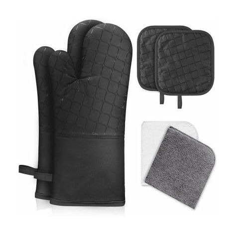 4pcs Oven Mitts and Pot Holders Set Heat Resistant BBQ Oven Gloves