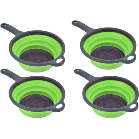 4PCS Passoire Rétractable Ronde avec Poignée et Trou pour Accrocher, pour Légumes Pâtes Fruits Vert