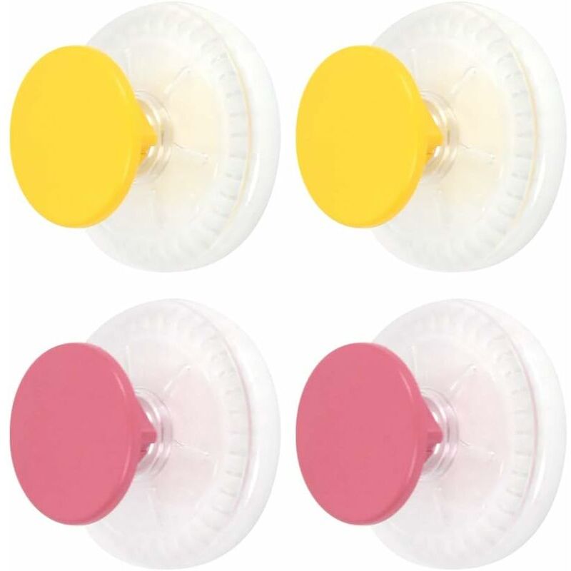4Pcs Patères Murales Rondes 3,3 x 6,4 en Plastique de Haute Qualité avec Ventouse Robuste Crochet Mural Adhesif pour Serviette Peignoir et Manteau