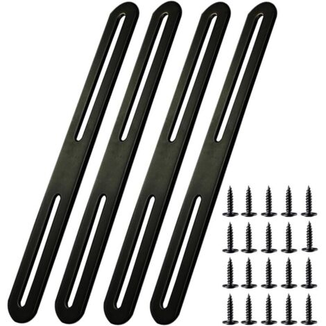 4PCS Pattes de Fixations 210 x 24mm Patte de Fixation Noir en Acier Inoxydable Pattes D'assemblage pour Réparation Connexion Fixations Meubles