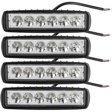 4pcs Phare de Travail Led 6 pouces 18W, 12v 24v 6000K Blanc Projecteur LED Voiture Feux de Travail Lampe de Travail pour Camion Tracteur 4x4 ATV SUV Moto