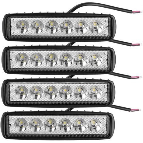 4pcs Phare de Travail Led 6 pouces 18W, 12v 24v 6000K Blanc Projecteur LED Voiture Feux de Travail Lampe de Travail pour Camion Tracteur 4x4 ATV SUV Moto