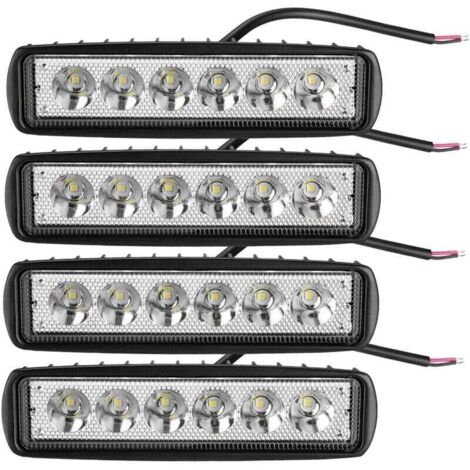 4pcs Phare de Travail Led 6 pouces 18W, 12v 24v 6000K Blanc Projecteur LED Voiture Feux de Travail Lampe de Travail pour Camion Tracteur 4x4 ATV SUV Moto