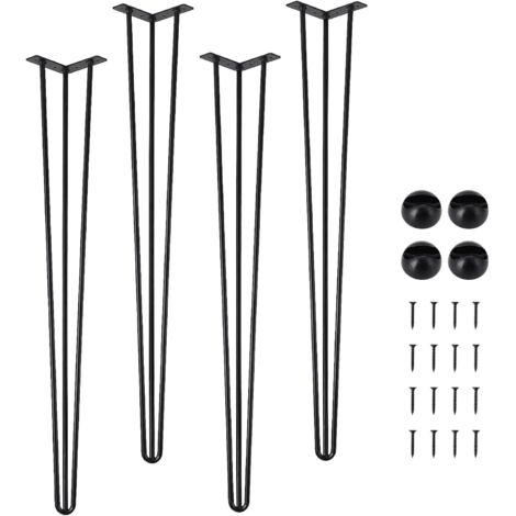 4PCS Pied de Table Bass 86cm, Pied Epingle en Métal, Pied de Meuble pour Bricolage Table Chaise - Designe Industriel - Noir