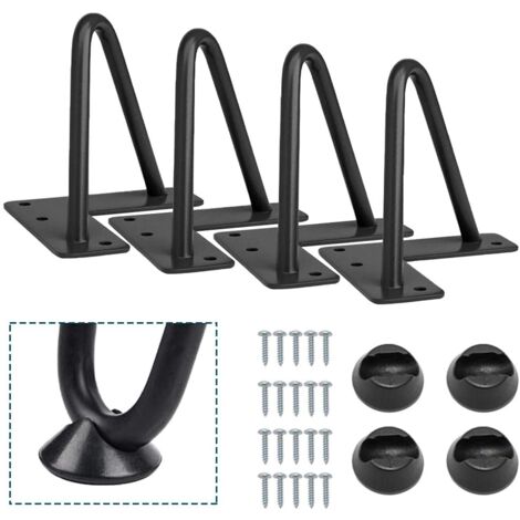4Pcs Pied de Table Basse DIY en Métal Hairpin Legs de Meuble Forme de U Table Pied de Chaise Hauteur 15CM