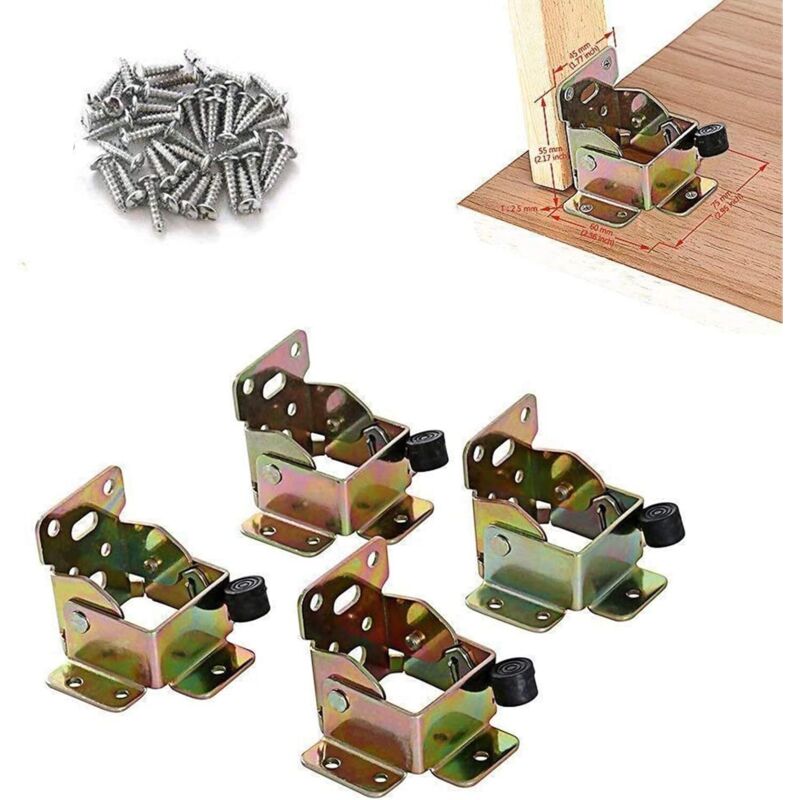 4PCS 75 x 60 x 55mm Pliable Verrouillage Extension Table Lit Jambe Pieds Pliable Support de Fixation avec 40pcs de Vis