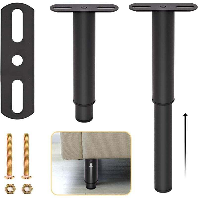 4pcs Pieds de lit Réglables en Métal pour Meubles Rétractables Noir Pieds de Support de lit Robustes Rétractables avec Pièces pour Pièces de Rechange