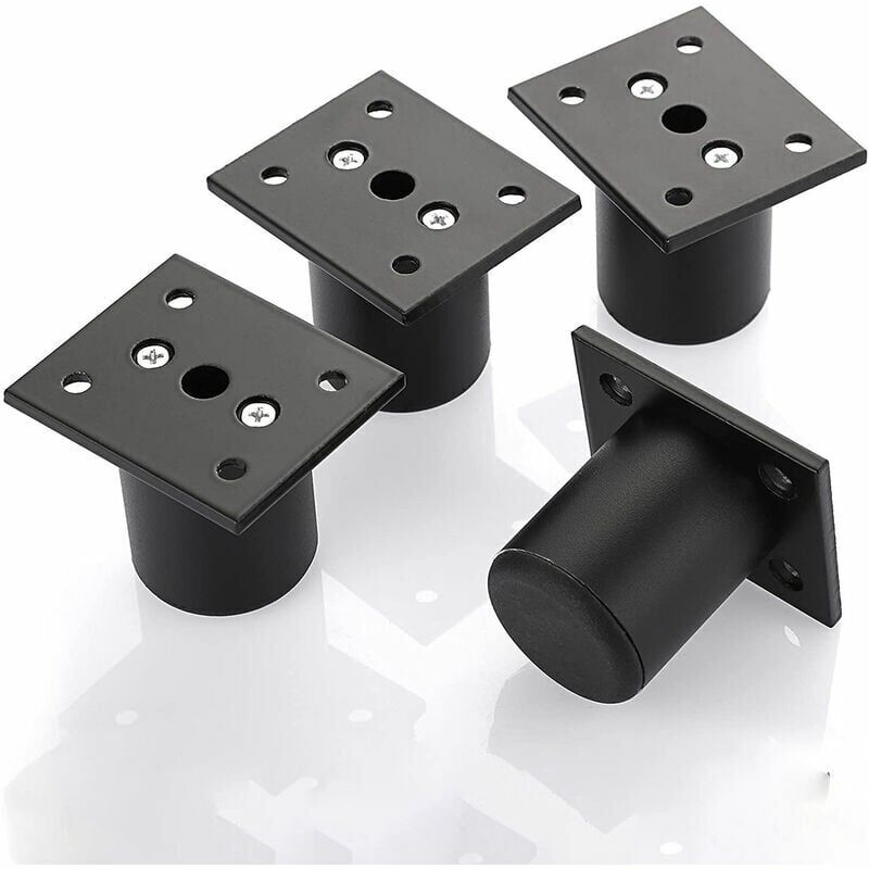 4pcs Pieds de Meuble Ajustable Pieds de lit rehausser Le Meuble Pied en Alliage d'aluminium pour sommier,Armoire,Table (Noir,Hauteur 50mm)