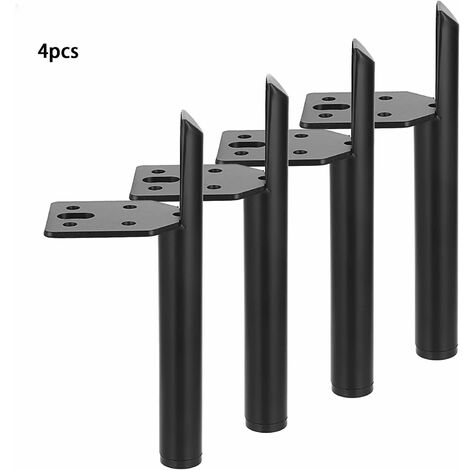 4pcs Pieds de Meuble en métal Pieds de lit Pieds de Remplacement rehausser Le Meuble pour Armoire,Table,Sofa (Noir Mat, 15CM)-BDD