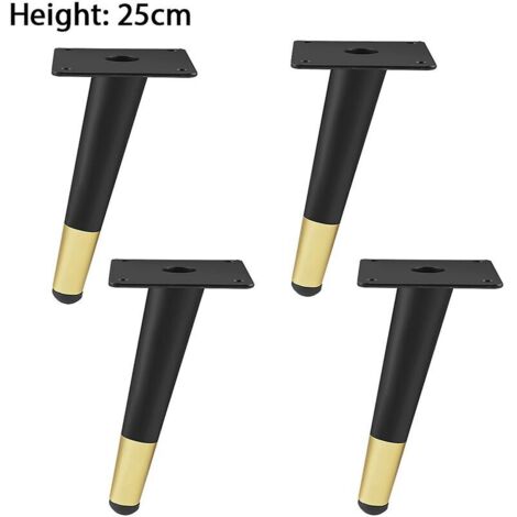 4pcs pieds de meubles en fer antirouille pieds de meubles coniques pour table basse or noir 10cm 4PCS