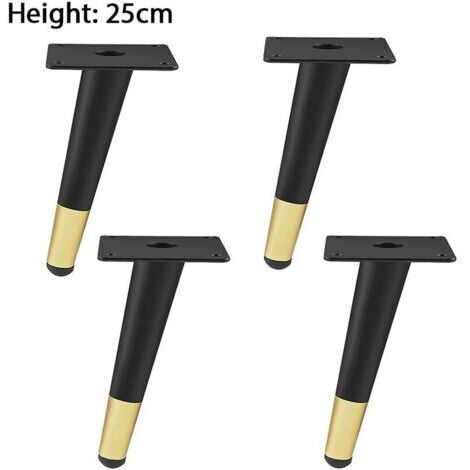 4pcs pieds de meubles en fer antirouille pieds de meubles coniques pour table basse or noir 10cm 4PCS