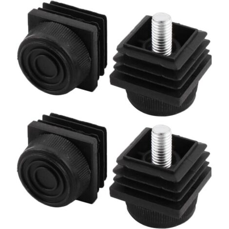 4pcs Pieds de Nivellement Meuble Réglable Pied Réglable Patin de meuble Jambe Pied de Table Chaise Base Protection Plancher Bouchon tuyau inserts carré noir 30 mm x 30 mm