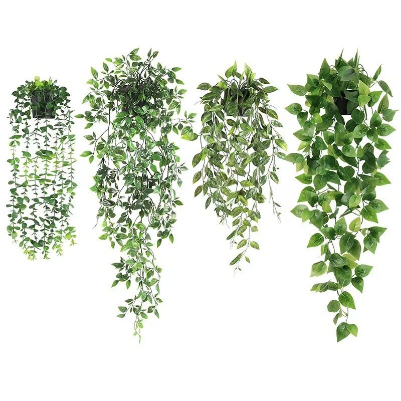 4Pcs Plante Artificielle Interieur Tombante avec Pot Fausse Plante Verte Tombante en Pot Petite Plantes Artificielles Suspendues Interieur Fausse