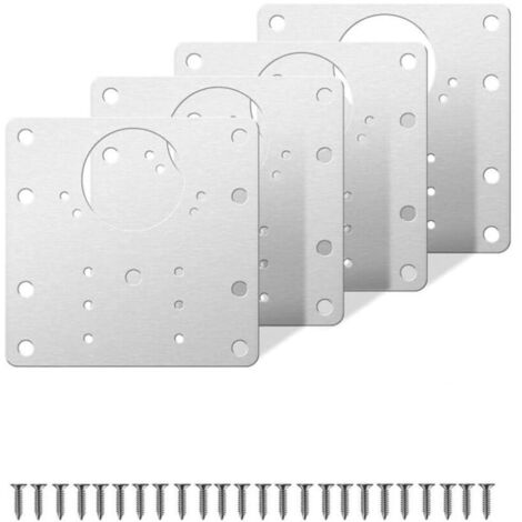 4pcs Plaque de réparation plaque de fixation de réparation de porte d'armoire en acier inoxydable avec vis de montage pour meubles de porte d'armoire de cuisine
