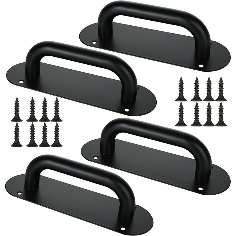 Ugreat - 4pcs poign e de porte coulissante noire 200x65mm poign e de porte coulissante en acier inoxydable avec bac