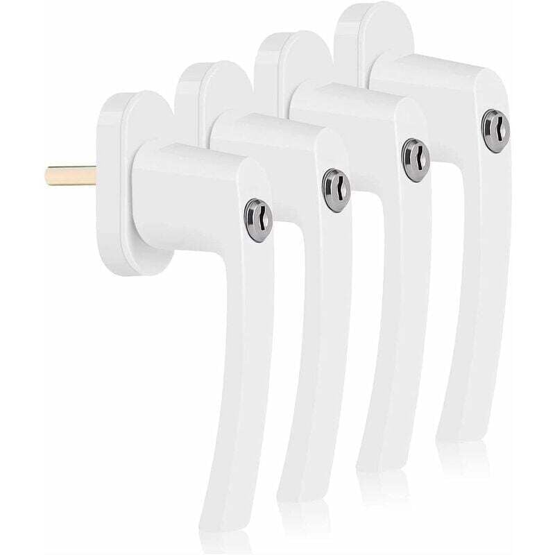 4Pcs Poignées de Fenêtre Verrouillables en Aluminium, Longueur de la Tige 35 mm avec 8 clés