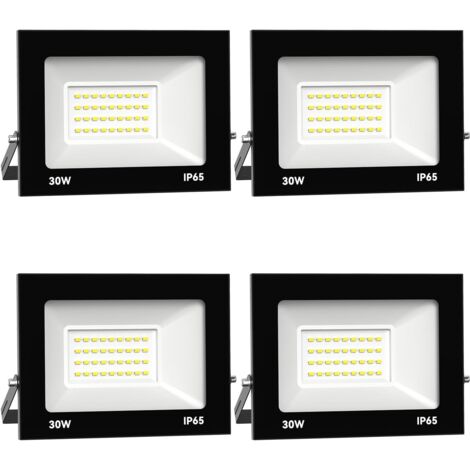 4pcs Projecteur Extérieur 30W Aluminium IP65 Blanc Chaud Pour Jardin Garage Terrasse
