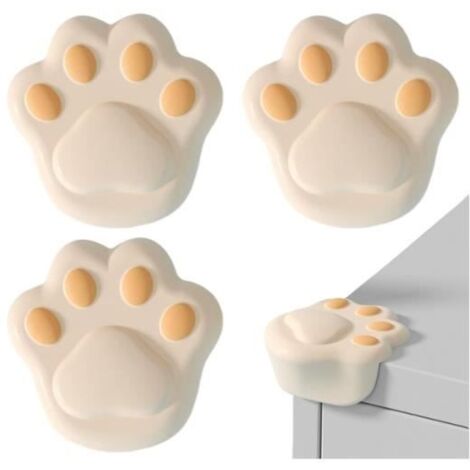 4pcs Protection de Coin de Table de Dessin Animé Forme de Patte de Chat Protection Angle Meuble Bord de Coin Adhésif de Table en