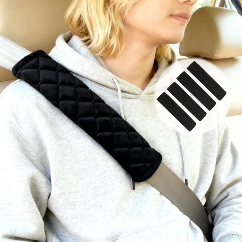 4pcs Protège-Ceinture Voiture, Amovible, Coussin Doux/Confortable, Siège Auto, Enfants/Adultes
