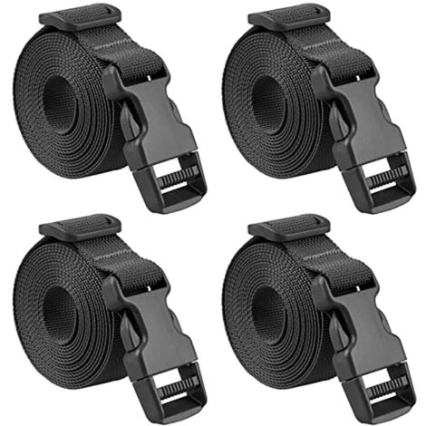 4pcs Quick Release Buckle Strap 2.5x188cm Suitcase Strap Small Plastic Ratchet Strap for Luggage Tie Down Fixing Moving,Black