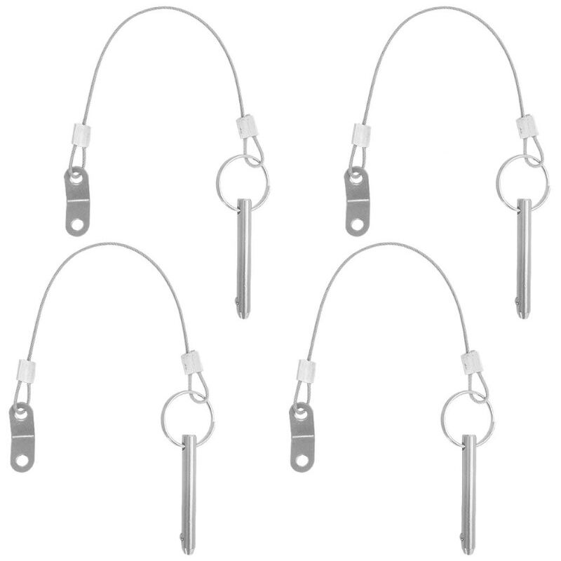Pack Quick Release Pins, 6mm Top Pin Diameter, 50mm Total Length, with Stainless Steel Lanyards