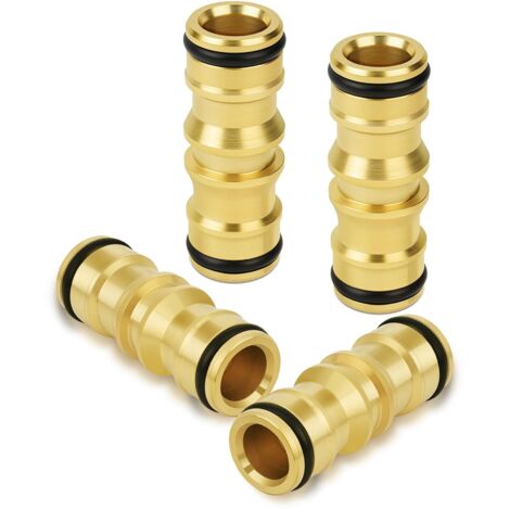 4PCS Raccord de Tuyau en Laiton, 1/2" Double Fiche Pièce de Raccordement, Raccords Pour Tuyau D'arrosage, pour Rallonger Un Tuyau et le Système D'irrigation de Jardin