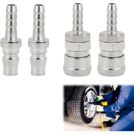 4Pcs Raccord Rapide Air Comprimé,Pneumatique d'Air Kit Compresseur,Embout Pneumatique Embout,8mm Raccord Rapide Pneumatique Coupleur,Tuyau Air Comprimé du Connecteur Mâle et Femelle
