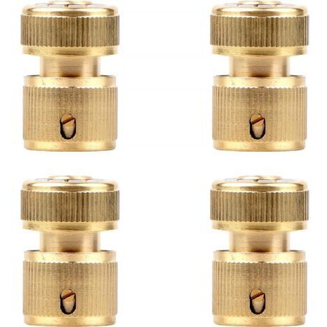 4PCS Raccord Tuyau D'arrosage en Laiton Massif pour Robinet Cuisine Jardin, 1/2" Quick Connectors