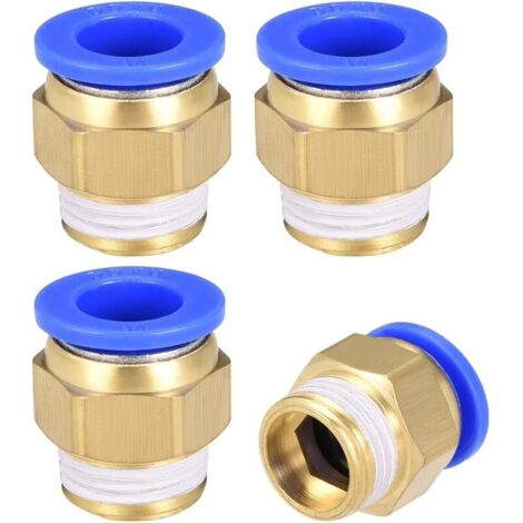 4pcs Raccords pneumatiques droits à connexion rapide G1/2 mâle x 14 mm Tube OD