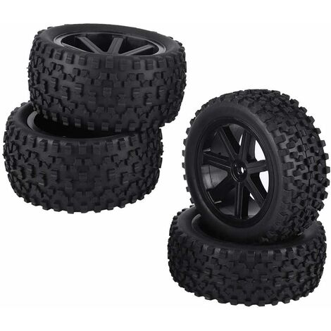 4PCS RC Racing Tire, 1/10 RC Truck Wheel Neumático de goma para ZD Racing Buggy Car (Negro) - DKSFJKL