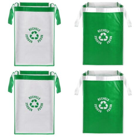 4PCS Recycle Waste Bin Bags for Kitchen Home Trash Sorting Bins-Green&White-
