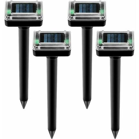 4pcs répulsif solaire à ultrasons pour rats, répulsif pour rats extérieur à énergie solaire