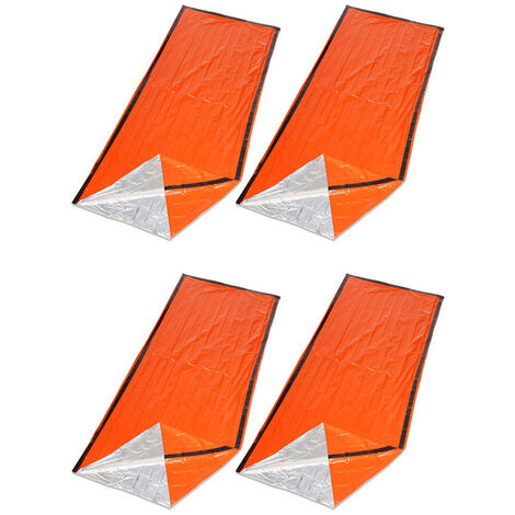 4PCS Reusable Emergency Sleeping Bag Survival Blanket Camping Tent Thermal Waterproof Outdoor Emergency Equipment,model:Orange 4