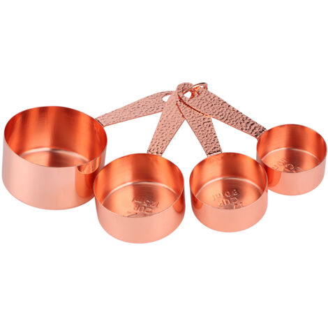 4PCS Rose Gold Stainless Steel Measuring Cups Coffee Spoon with Scale Baking Cooking Kitchen Tools Set