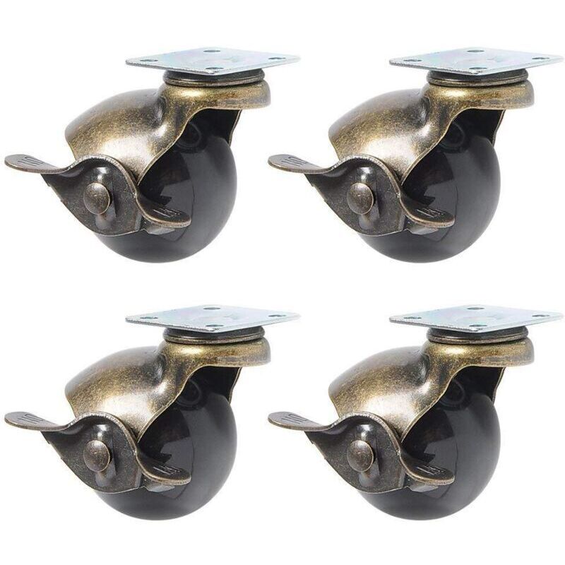 4Pcs roulette à roulettes pour pieds de meuble (1.5inch (40mm) - avec frein)