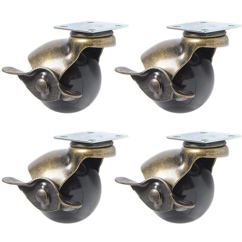 4Pcs roulette à roulettes pour pieds de meuble (1.5inch (40mm) - avec frein