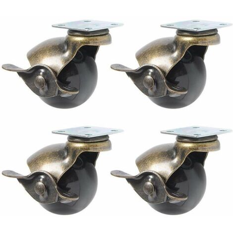 4Pcs roulette à roulettes pour pieds de meuble (1.5inch (40mm) - avec frein)