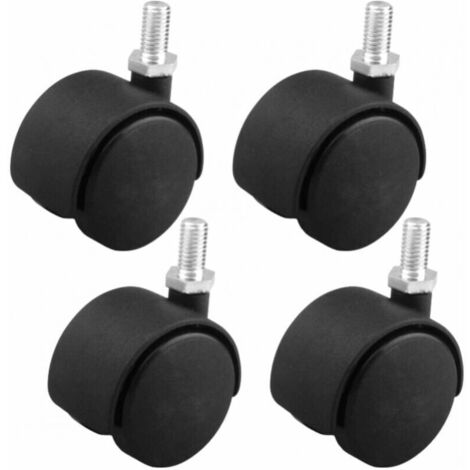 4pcs roulette pivotante meuble 40mm sans frein avec tige filetée M8 x 15mm hauteur 65mm charge max 30kg mini roue chariot caisson