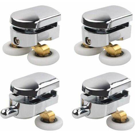 4PCS Roulettes Doubles - pour Porte de Douche Coulissante, À 2 Roues de 23 mm de Diamètre en Alliage de Zinc Salle de Bain